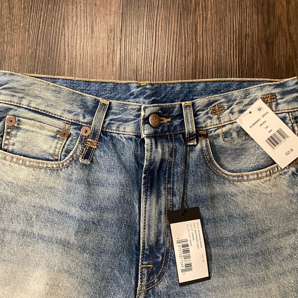 R13 Washed Blue Boyfriend Jeans. NWT - Picture 2 of 13